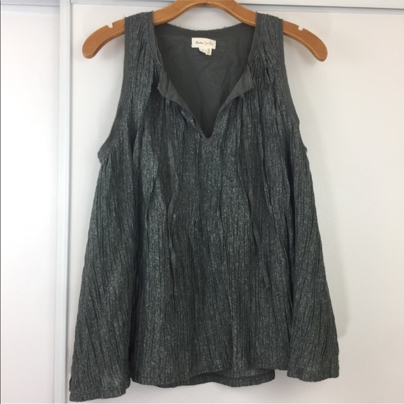 Anthropologie Meadow Rue Tie Neck Pleated Top - Picture 2 of 5